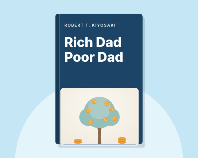Rich Dad Poor Dad by Robert T. Kiyosaki (with Sharon Lechter) — illustrated cover
